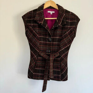 Cabi wool blend plaid vest size:XS